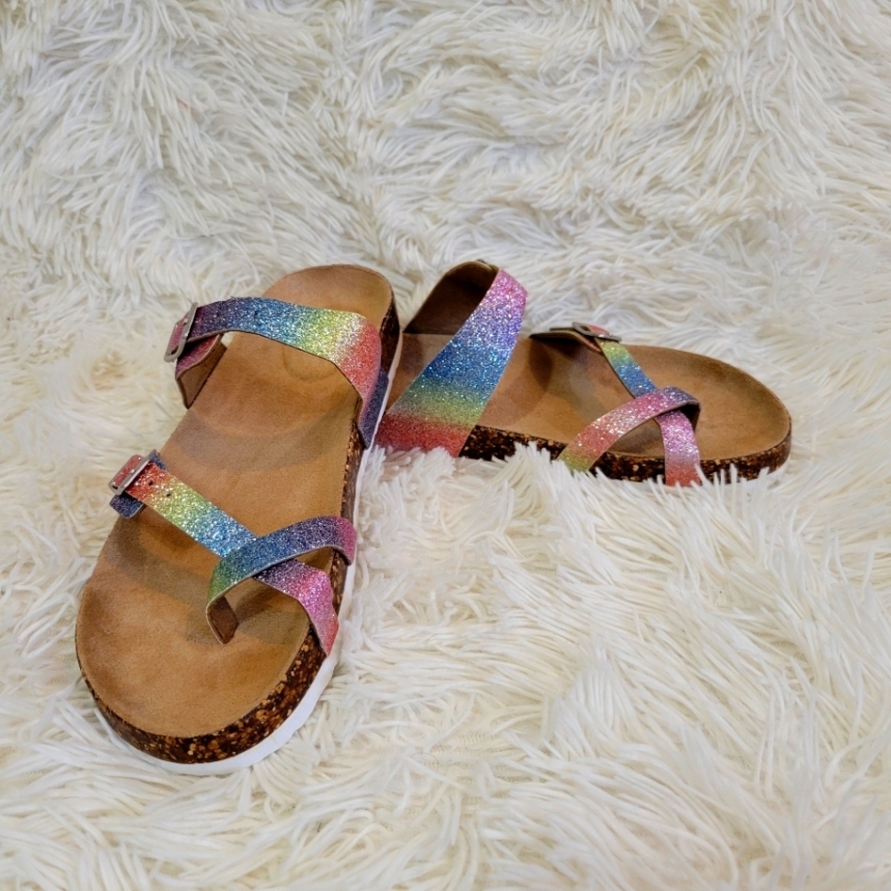 SO Youth Big Girl's Elisha Rainbow Slip on Thong Sandals Size 5